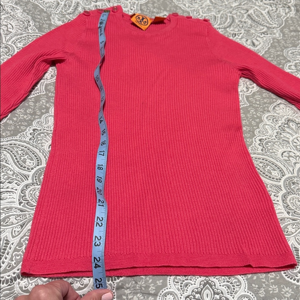 Tory Burch Pink Ribbed Sweater sz Small⭐️ - Picture 5 of 6